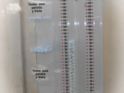 Buzón de opinión con indicador de pelotas