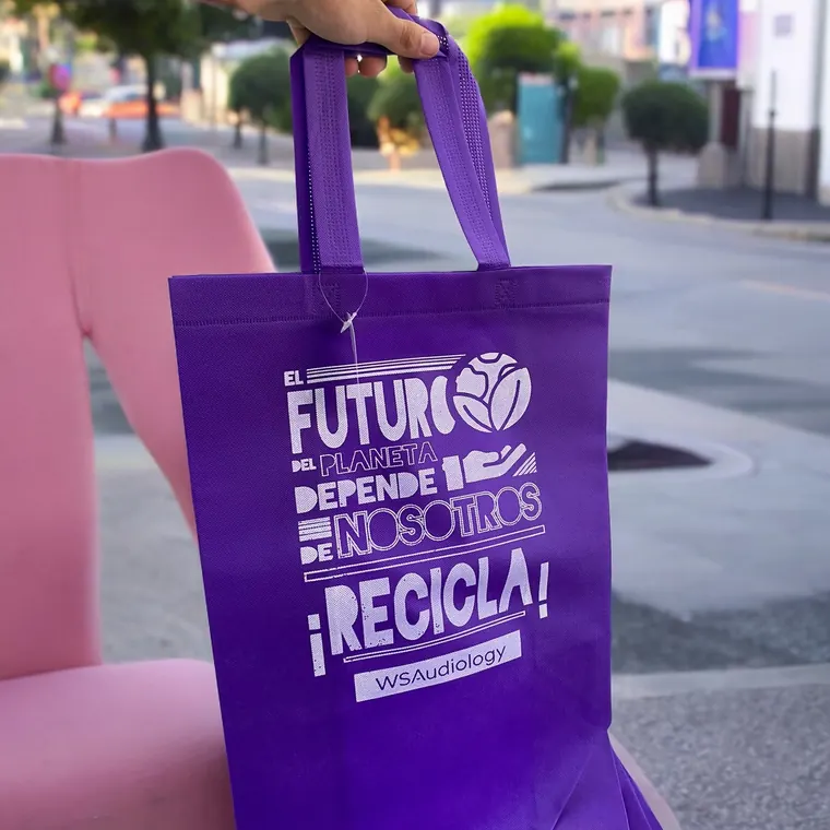 Bolsa promocional impresa para campaña ambiental
