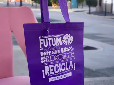 Bolsa promocional impresa para campaña ambiental