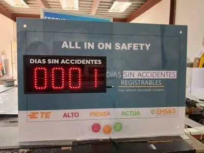 Tablero contador de días sin accidentes